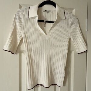 Madewell V-Neck NWT with Blemish Maroon/White small